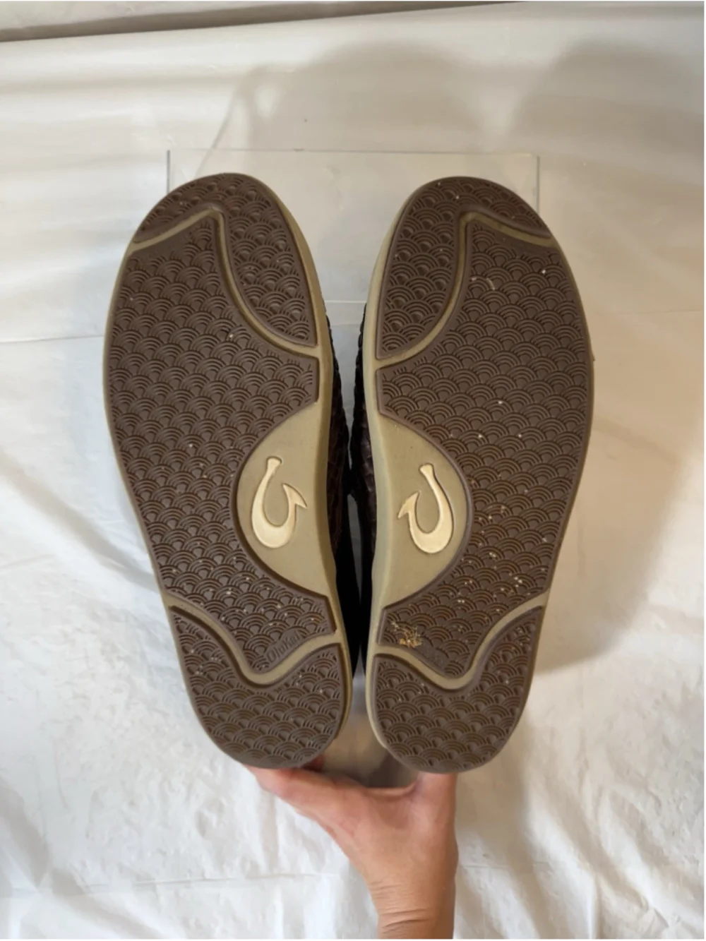 Olukai Lae'ahi Lauhala Men’s Woven Leather Shoes Dark Wood Size 10.5  $165